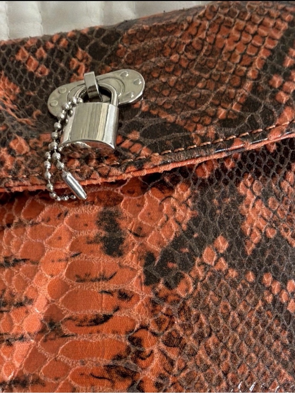 Y2K Orange Python-Print Crossbody Bag - Picture 2 of 3